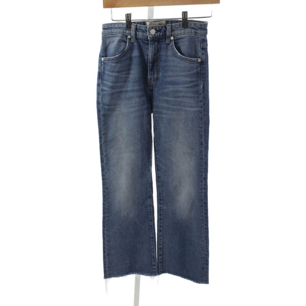 CQY Womens Straight Jeans Blue Cotton Mid Rise Zip Inseam 26 Size 25